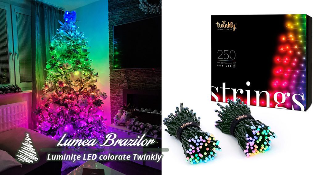 Luminițe LED colorate Twinkly pentru pomul de Crăciun