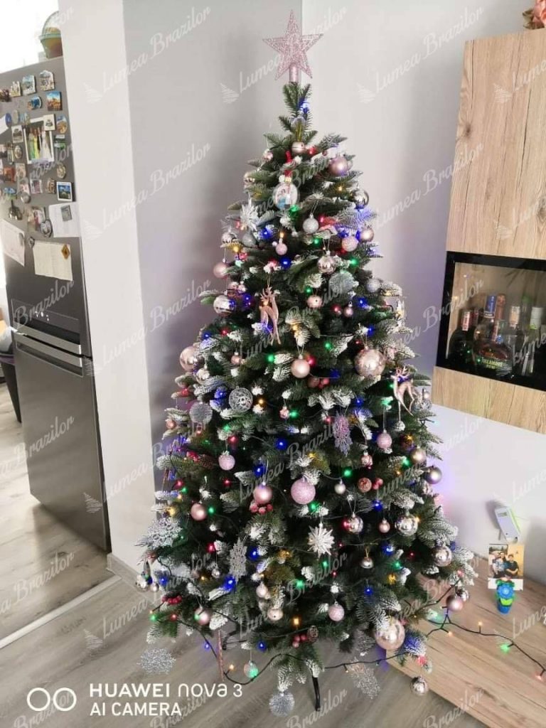 Brad artificial de Crăciun 3D Înzăpezit 180cm