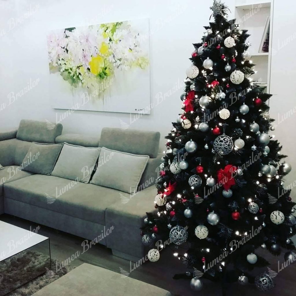 Pom de Crăciun artificial Pin Argintiu cu cristale de gheață 220cm