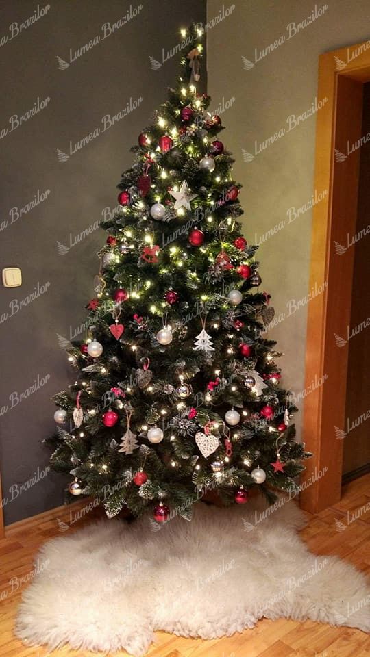 Pom de Crăciun artificial Pin Argintiu cu cristale de gheață 280cm
