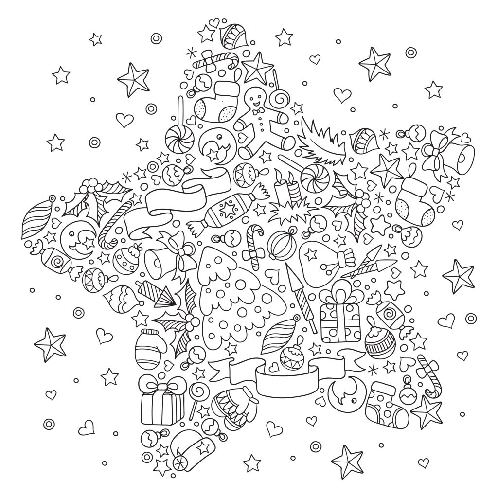 Carte de colorat de Crăciun anti-stres