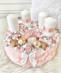 Coroană de advent roz