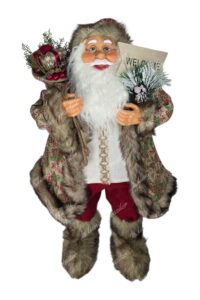 Decorațiune Moș Crem-bordo 80cm