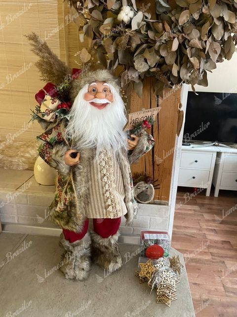 Decorațiune Moș Crem-bordo 80cm