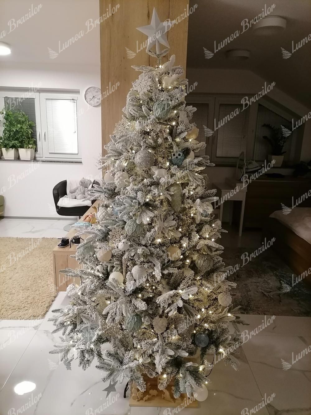 brad alb impodobit - Pom de Crăciun artificial 3D Brad Siberian 180cm