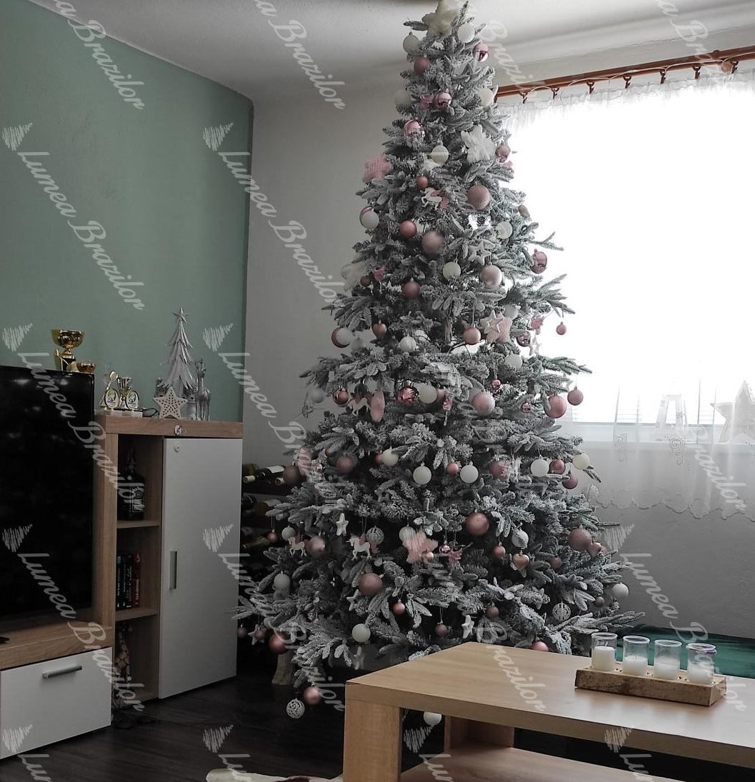 brad alb cu roz - Pom de Crăciun artificial 3D Brad Siberian 270cm