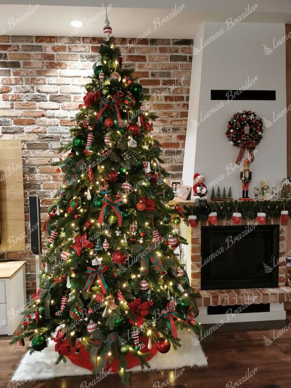 Împodobit Pom artificial de Crăciun 3D Molid Exclusiv 240cm LED600