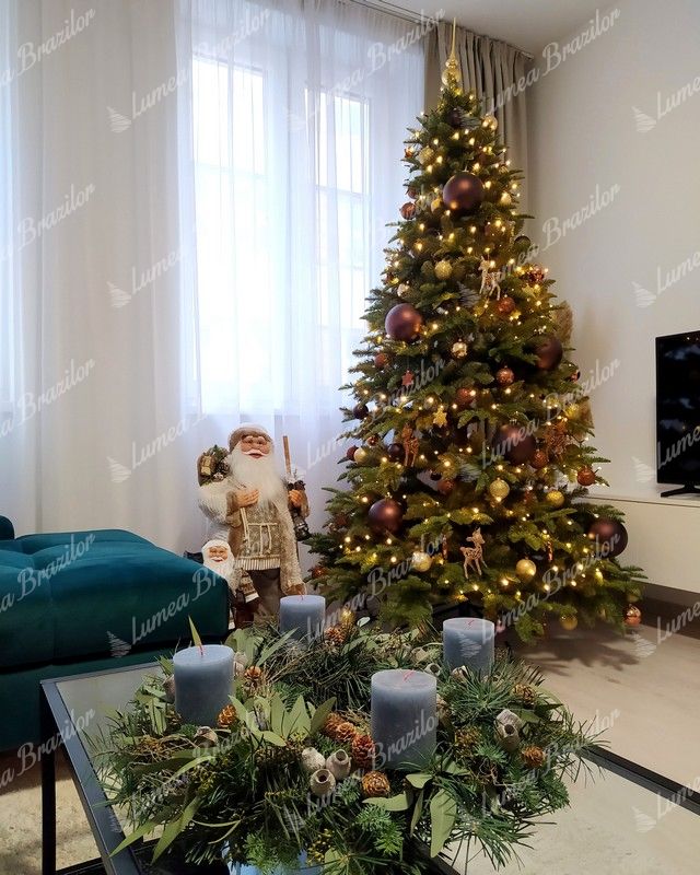 Împodobit Pom de Crăciun artificial 3D Brad Caucazian XL 240cm