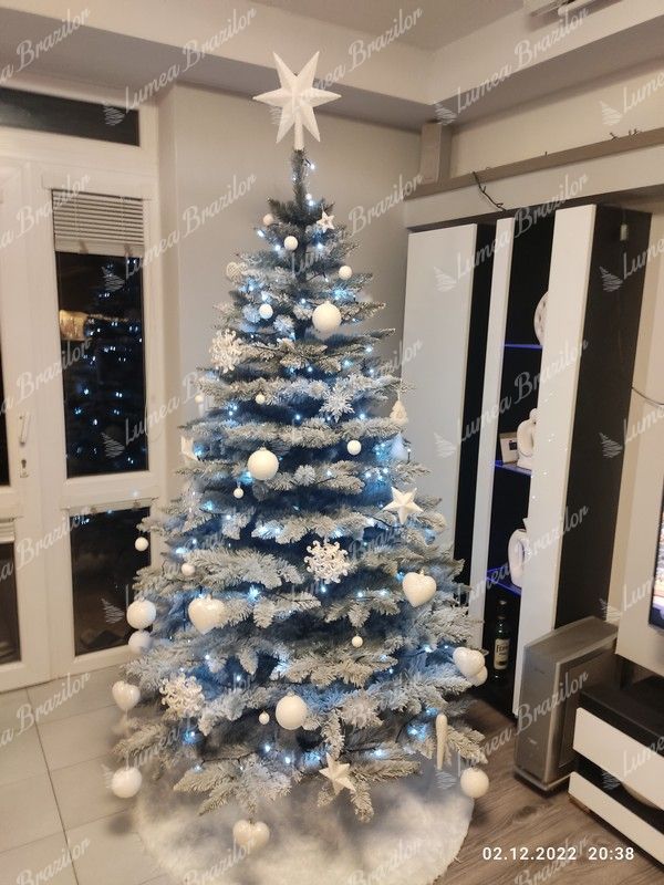 Împodobit Pom de Crăciun artificial Molid Alb 180cm