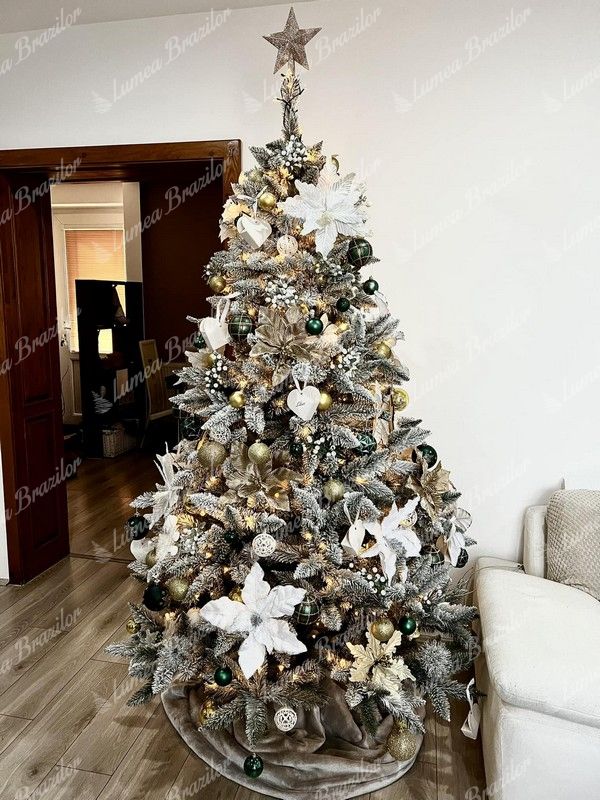 Împodobit Pom de Crăciun artificial Molid Alb 180cm