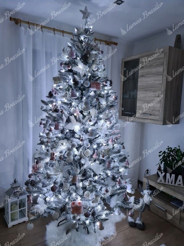 Împodobit Pom de Crăciun artificial Molid Alb 250cm