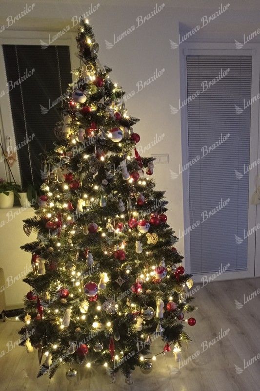 Împodobit Pom de Crăciun artificial Pin Argintiu cu cristale de gheață 220cm