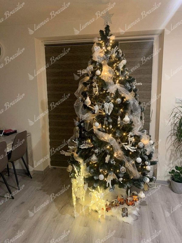 Împodobit Pom de Crăciun artificial Pin Înzăpezit 250cm