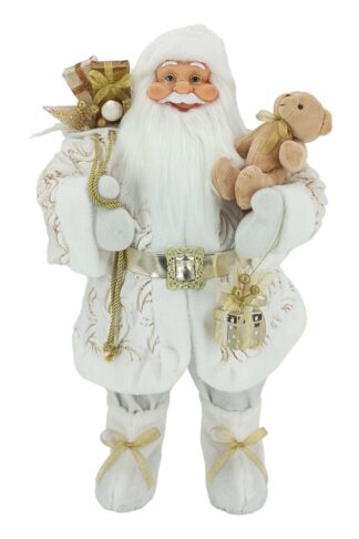 Decorațiune Santa Claus Alb-Auriu 80cm