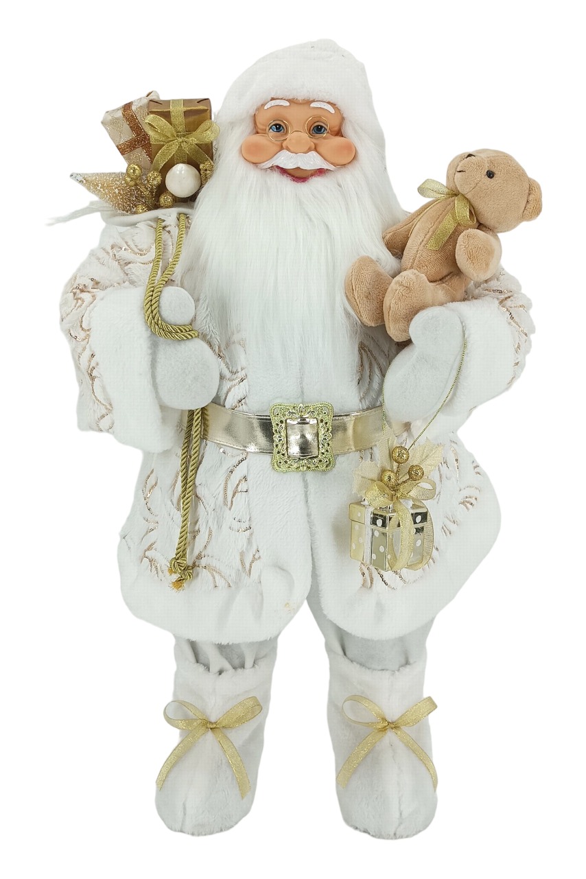 Decorațiune Santa Claus Alb-Auriu 80cm