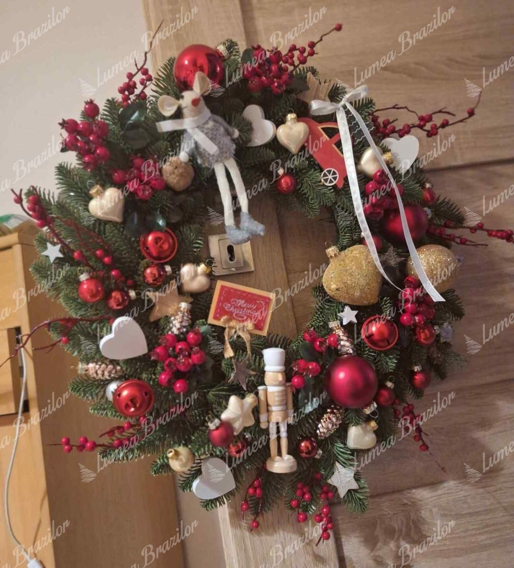 Coroniță Crăciun 100% 3D Brad Caucazian 50cm