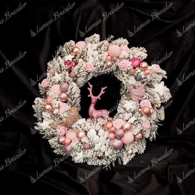 Coroniță de Crăciun Molid Alb 50cm