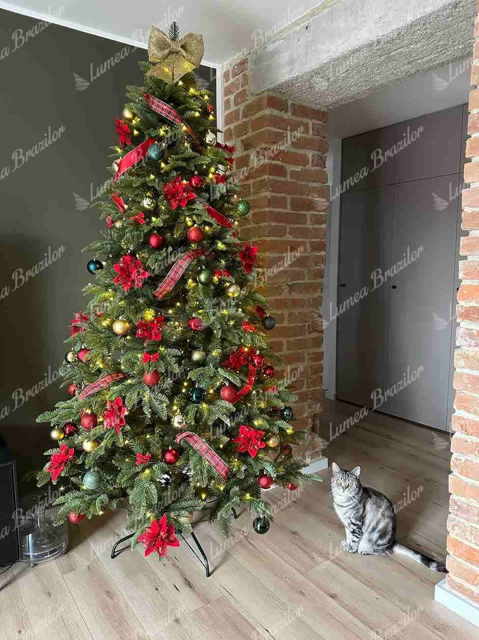 Pom de Crăciun artificial 3D brad caucazian 210cm