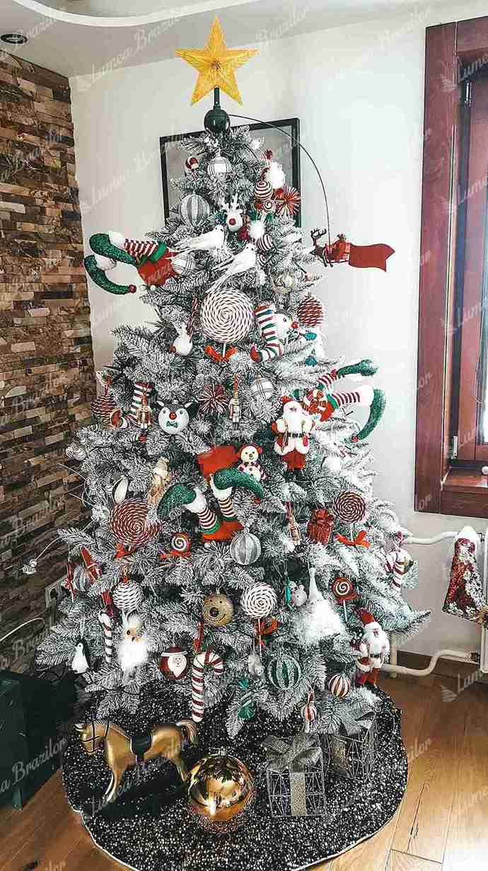 Pom de Crăciun artificial Molid Alb 220cm