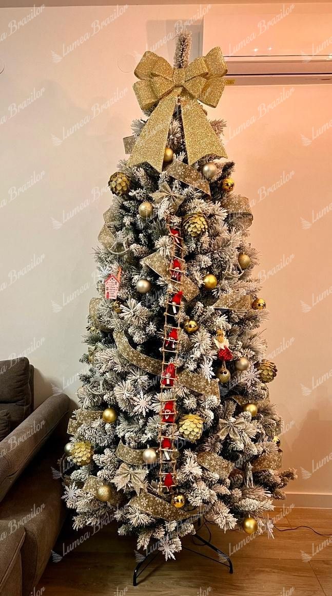 Pom de Crăciun artificial Pin Alb Îngust 225cm