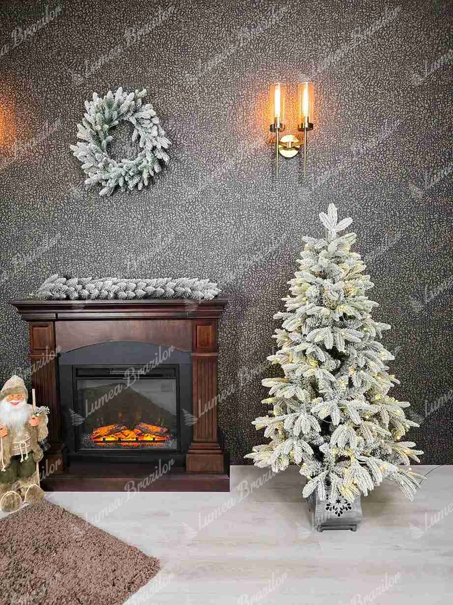 Brad artificial în ghiveci 3D Molid Arctic 120cm 200LED
