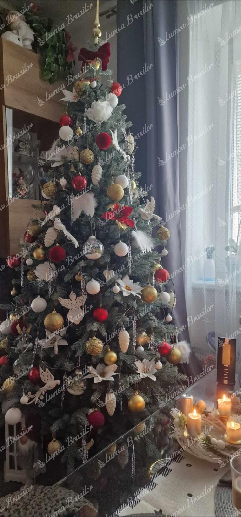 Brad de Crăciun artificial 3D Molid Înghețat Slim 180cm